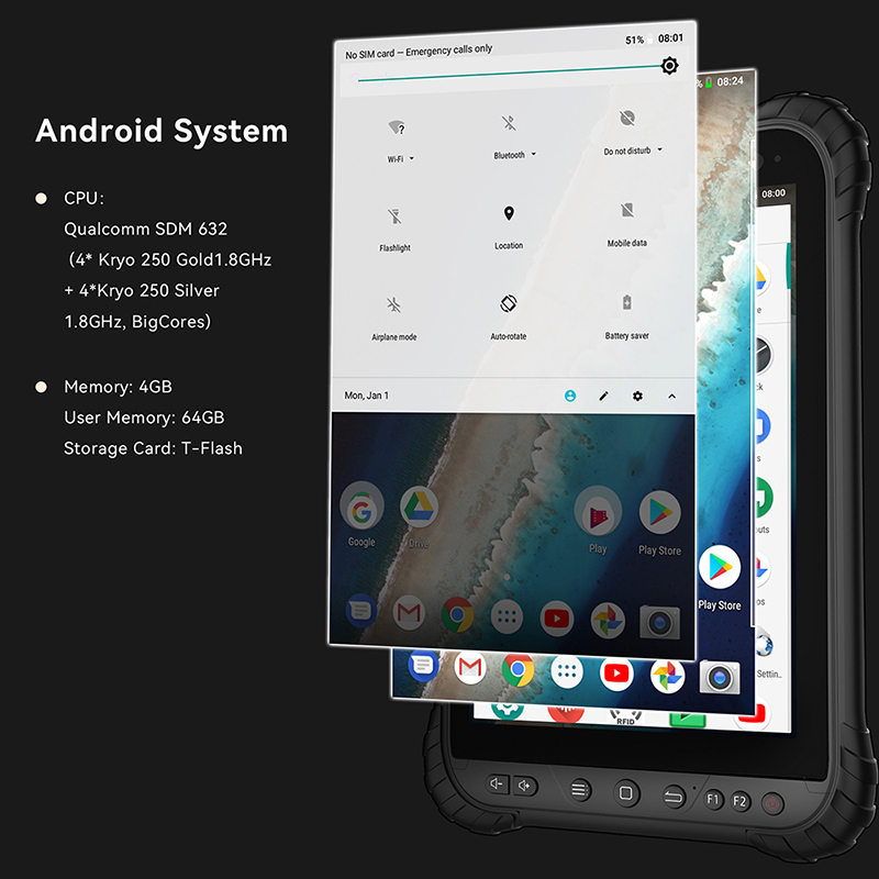 Tableta robusta Android portátil a prueba de agua